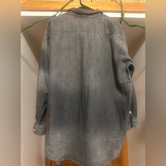 Aerie Oversized Button-Up Denim Shirt, Gray or Washed Black, Size S - Picture 3 of 10